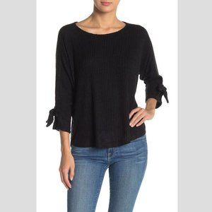 Bobeau Black Ribbed Tie Sweater